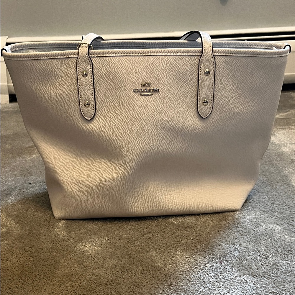 Coach Leather Tote in Light Cream